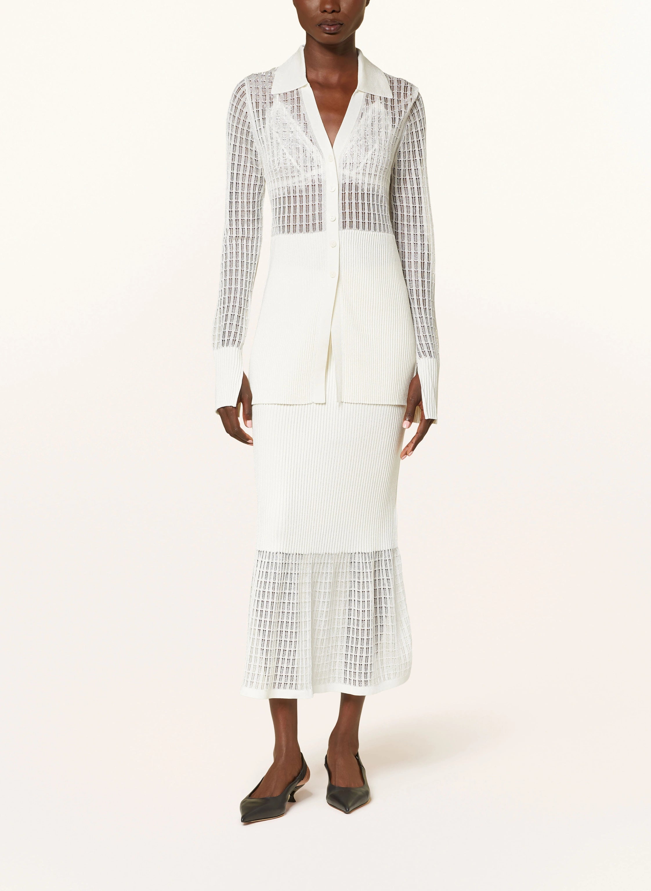 The Iconic "COS" Lace-Stitch Ribbed-Knit Midi Skirt - Dress Hire NZ