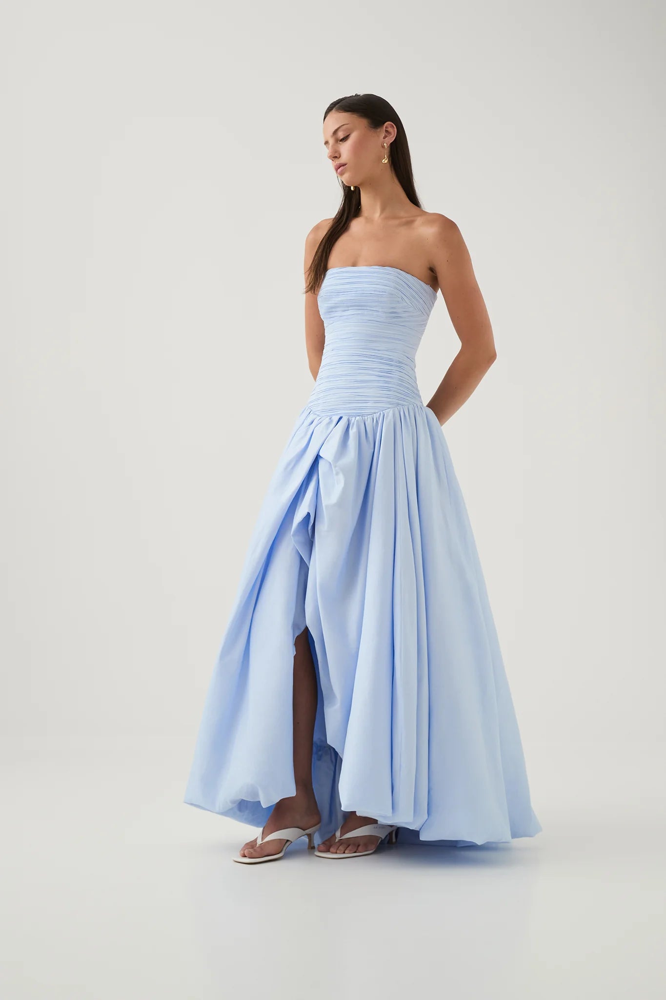 Aje Violette Bubble Hem Maxi - Pearl Blue - Dress Hire NZ
