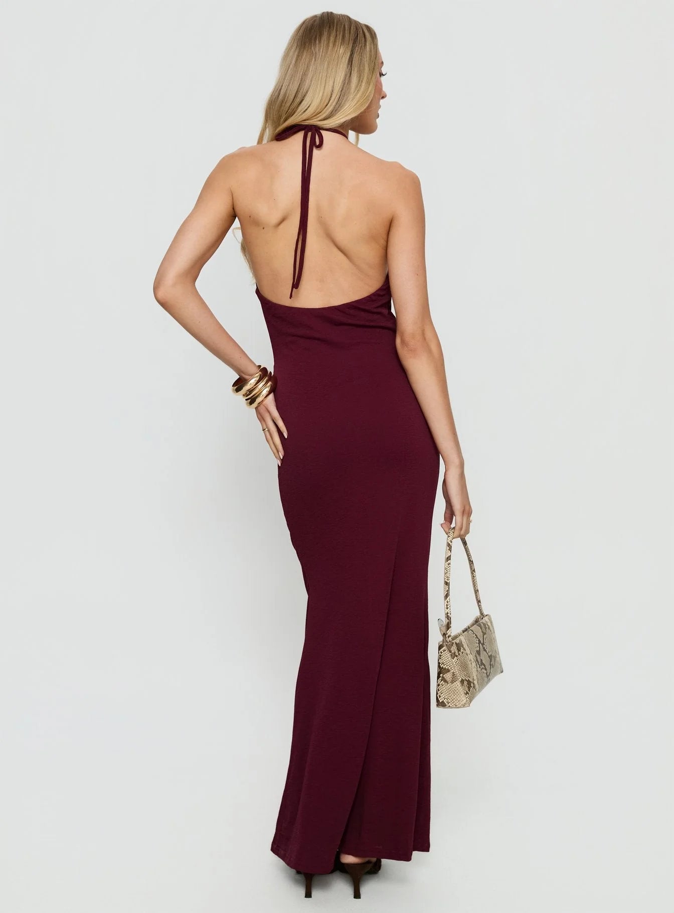 Princess Polly Lyssa Halter Plunge Maxi Dress