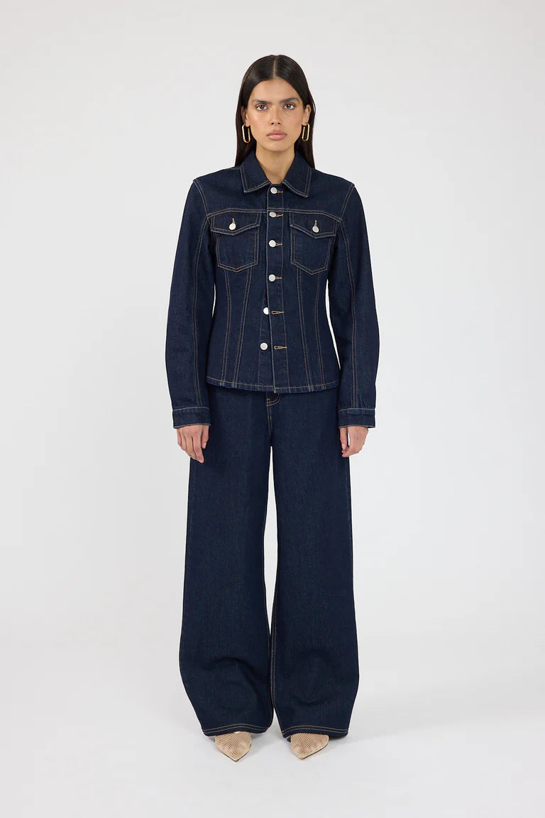 Perfect Stranger Spencer Fitted Denim Jacket - Dress Hire NZ
