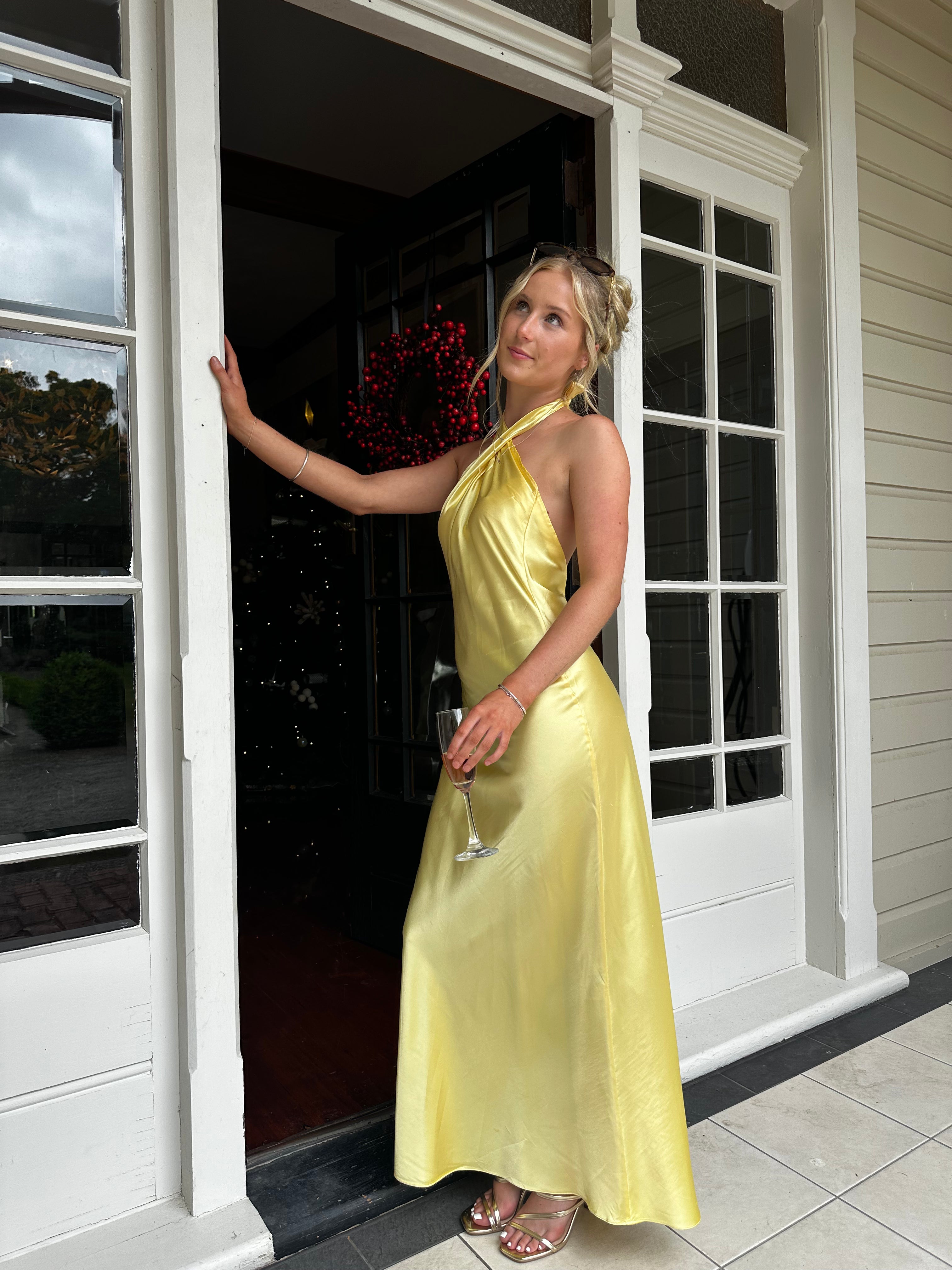 YLD Lemon Crossover Maxi - Dress Hire NZ