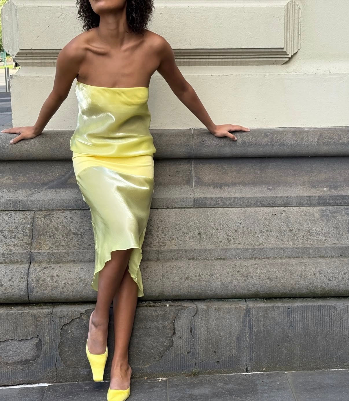 Mode Mischief Melt Panel Dress in Limoncello