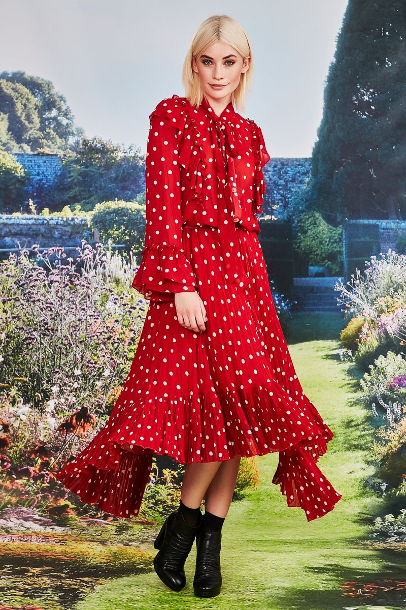 Trelise Cooper "Dancing in the Pleat" - Red Polka Skirt - Dress Hire NZ