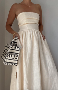 DISSH Allie Linen Maxi - Butter - Dress Hire NZ