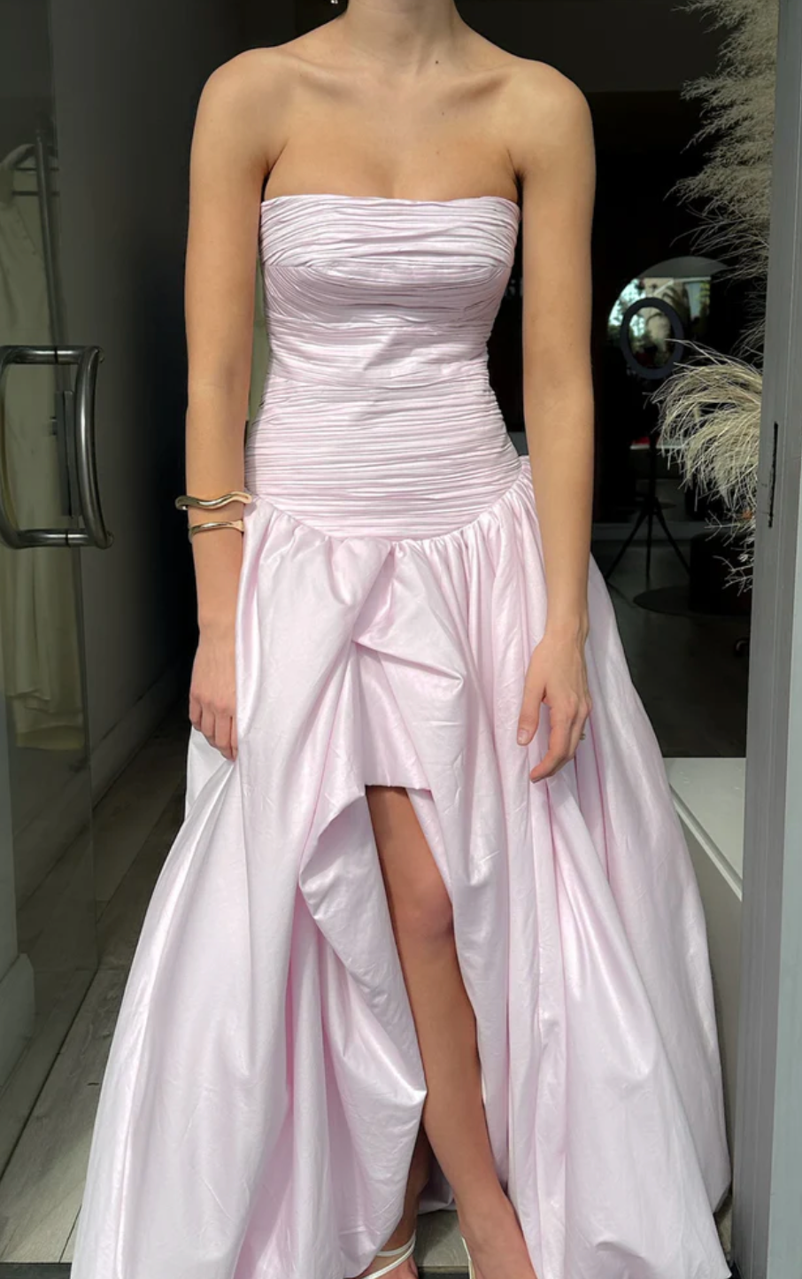 aje violette bubble hem maxi dress pink Violette Bubble Hem Maxi Dress | Pastel Pink