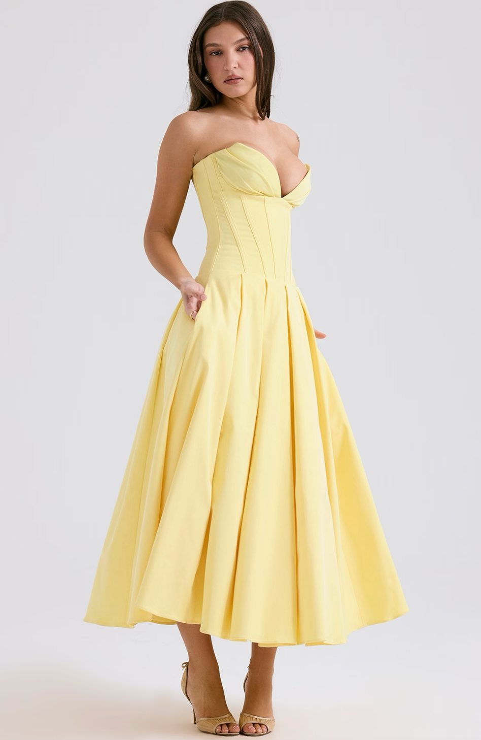 House of CB Lady Sunshine Strapless Tulle Midi - Dress Hire NZ