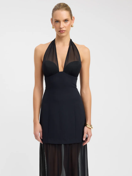 Kookai Black Oyster Mesh Maxi Dress