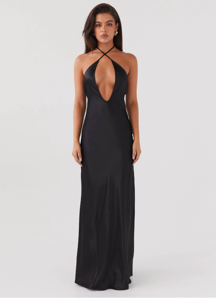 Peppermayo Exclusive - Noir Symphony Maxi Dress - Black - Dress Hire NZ