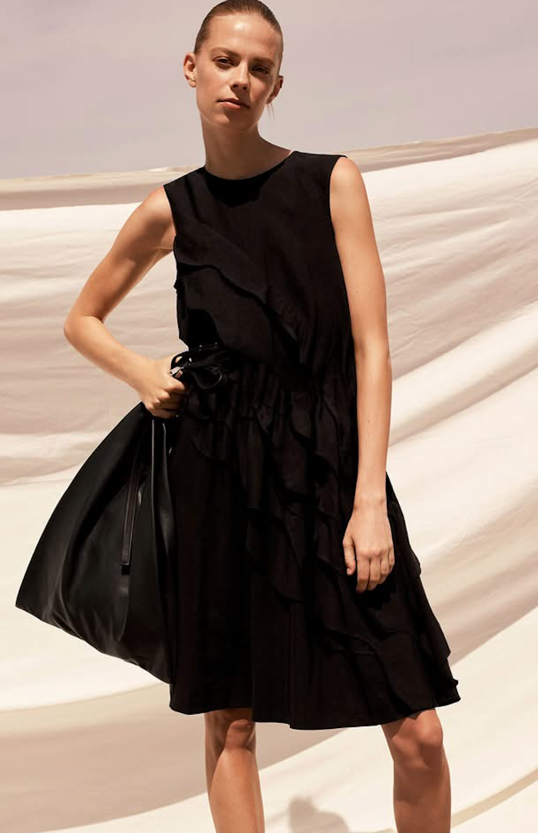 COS sleeveless ruffled midi - Dress Hire NZ