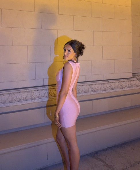 House of CB - The Iconic Bandage Mini Dress in Baby Pink