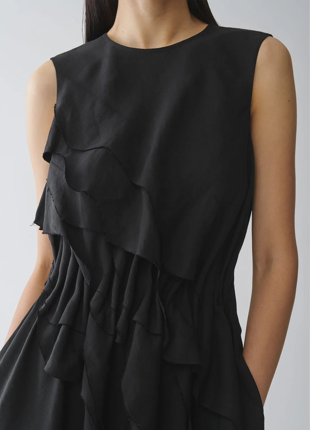 COS sleeveless ruffled midi - Dress Hire NZ