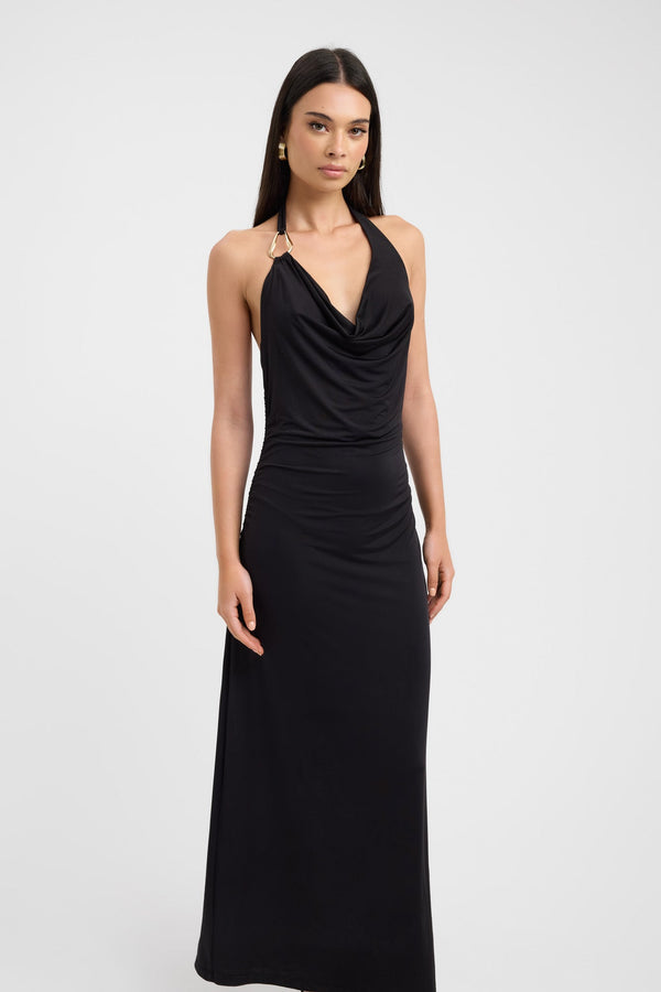 Kookai Black Char Cowl Maxi Dress - Dress Hire NZ