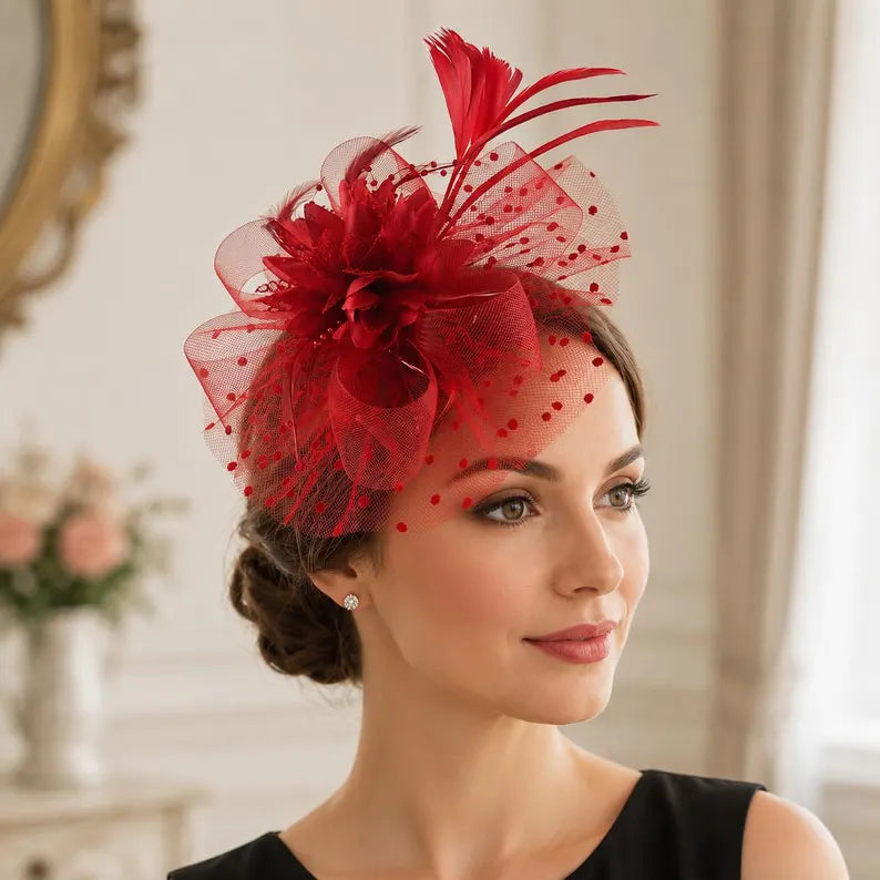 Mesh Feather Fascinator