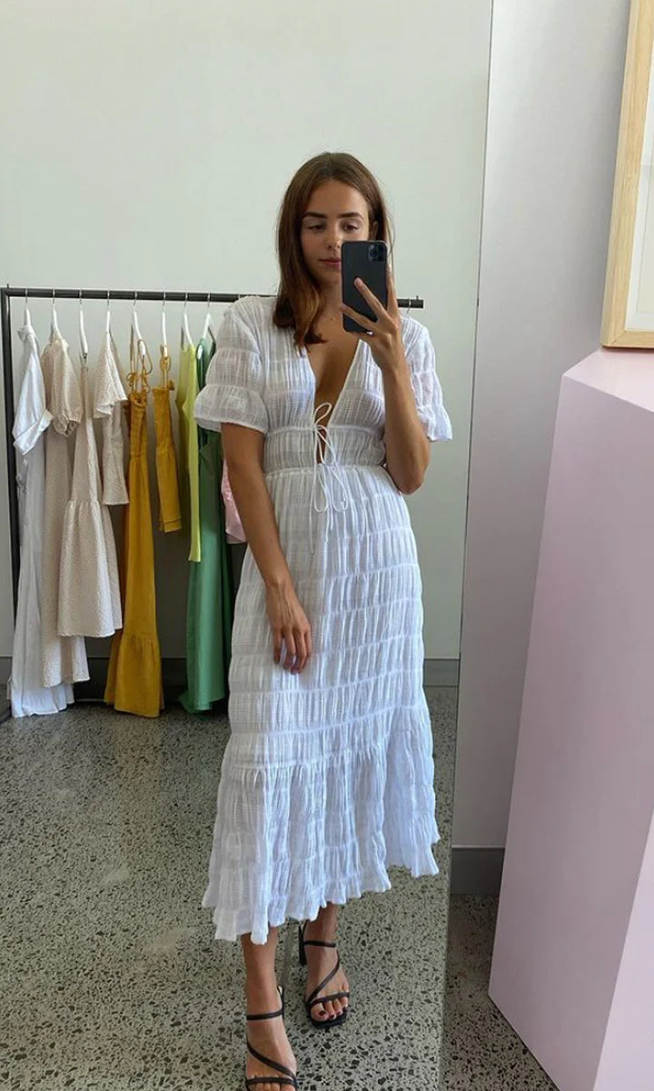 Ruby Mirella Dress - White - Dress Hire NZ