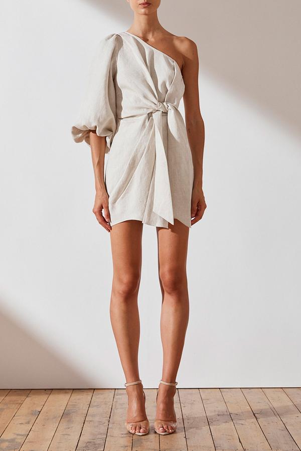Shona Joy St Martin Linen One Shoulder Dress - Dress Hire NZ