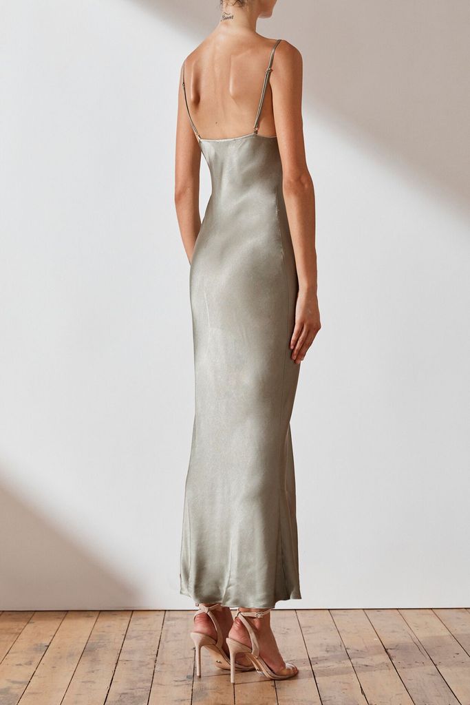 Shona Joy La Lune Bias Slip Midi - Sage - Dress Hire NZ
