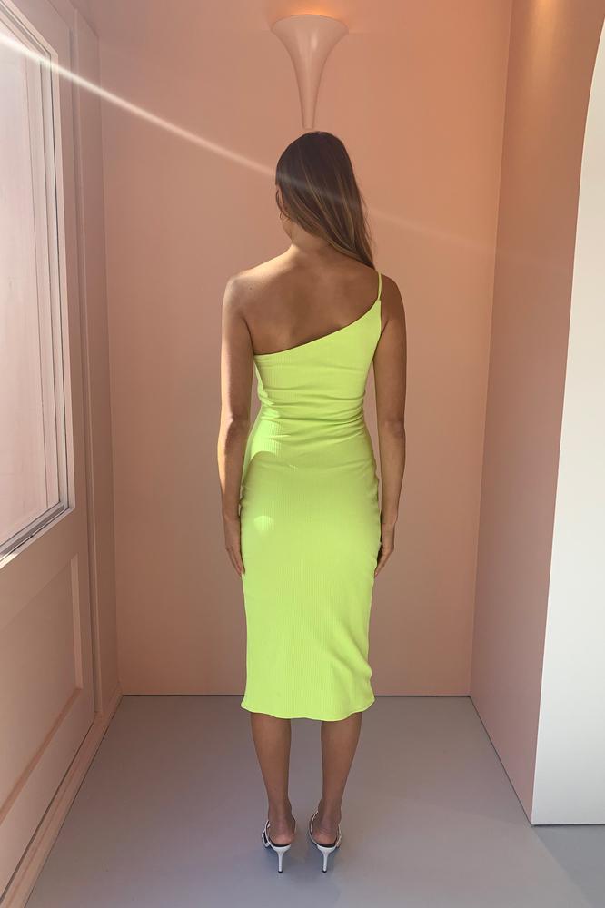 By Nicola Riviera Ribbed One Shoulder Midi - Dress Hire NZ