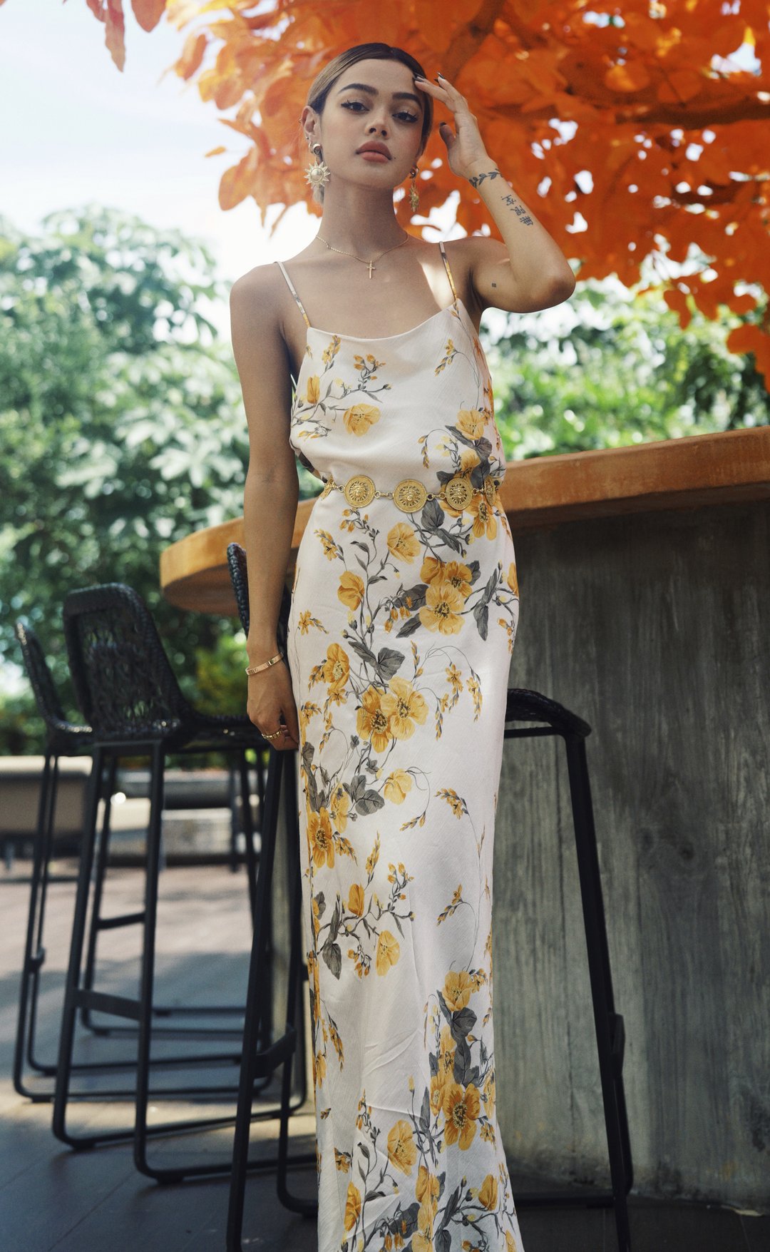 slim fit dress slacks Eternity Scoop Maxi Dress in Rose Gold main image 0