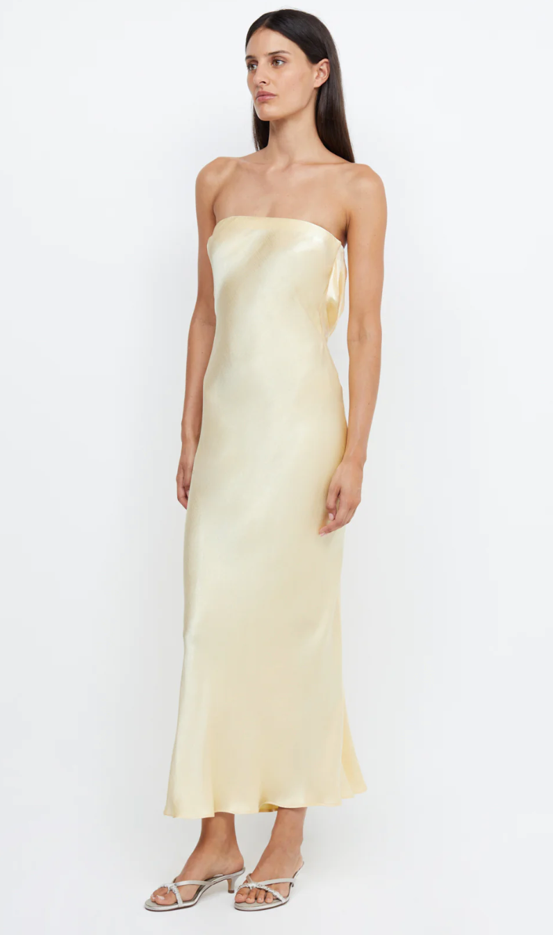 Bec & Bridge Moon Dance Strapless Dress - Ice Yellow - Dress Hire NZ