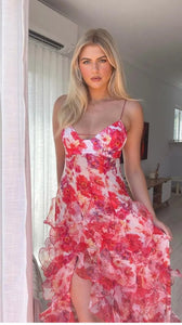 Menti Margarita Ruffle Floral-Print Maxi - Dress Hire NZ