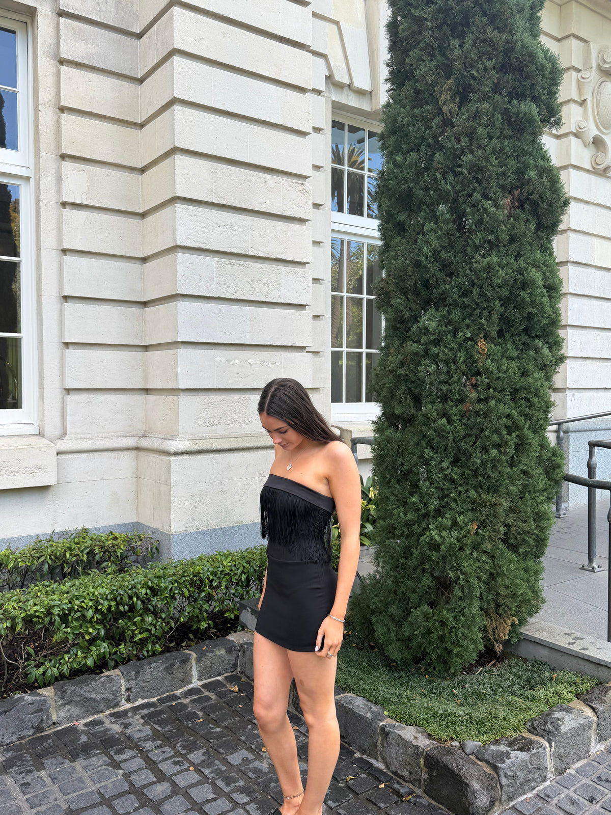 Love M Tassel Corset Mini Dress