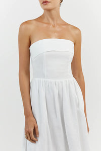 DISSH Allie Linen Maxi - White - Dress Hire NZ