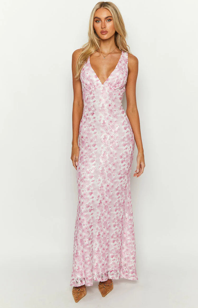 Farida Lace Maxi - Pink - Dress Hire NZ