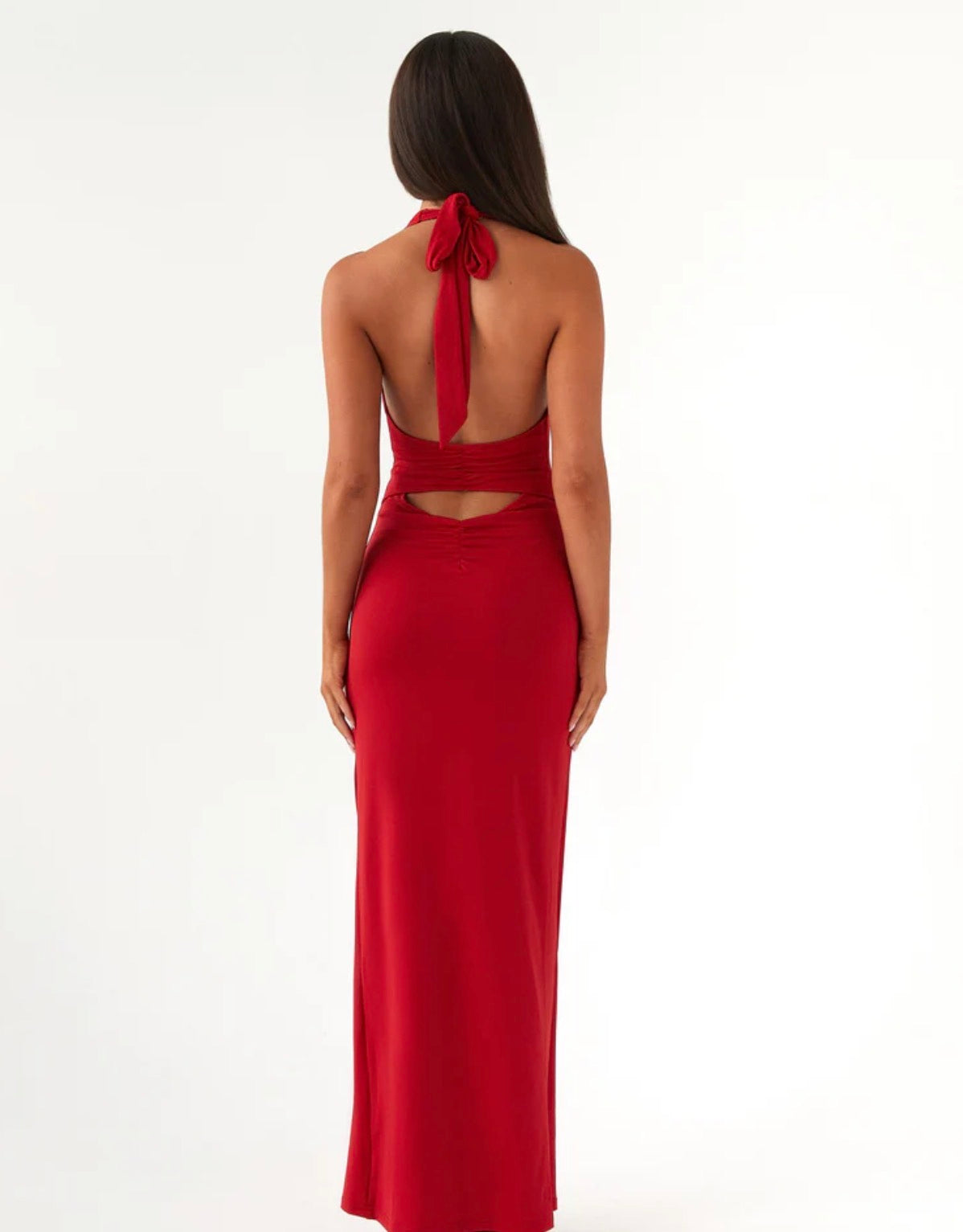 Peppermayo Exclusive - Whisked Away Halterneck Maxi Dress - Red - Dress Hire NZ