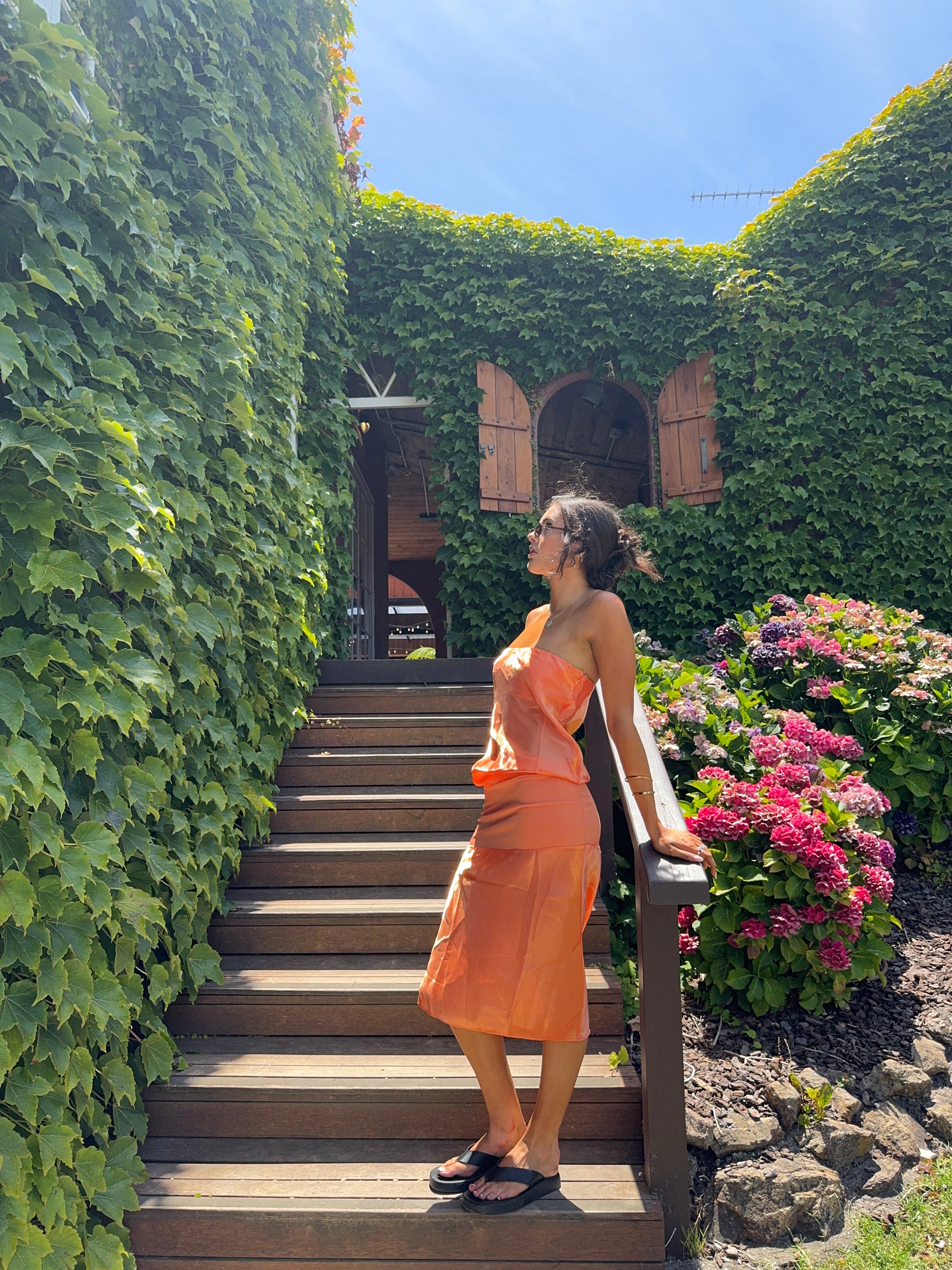 Mode Mischief Melt Panel Dress in Spritz Orange