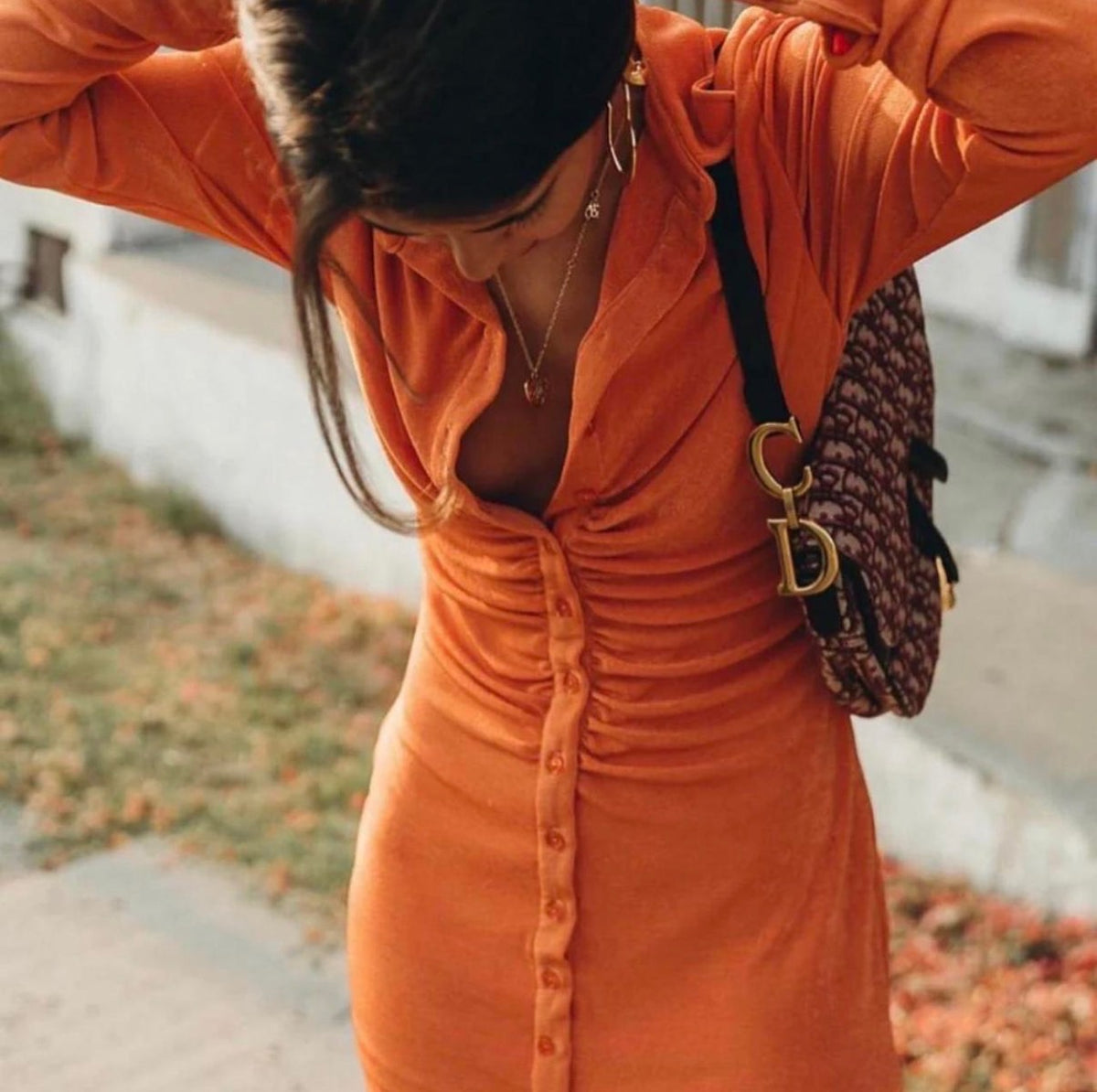 With Jean Andy Dress in Tangerine Orange - Ex Hire for Sale