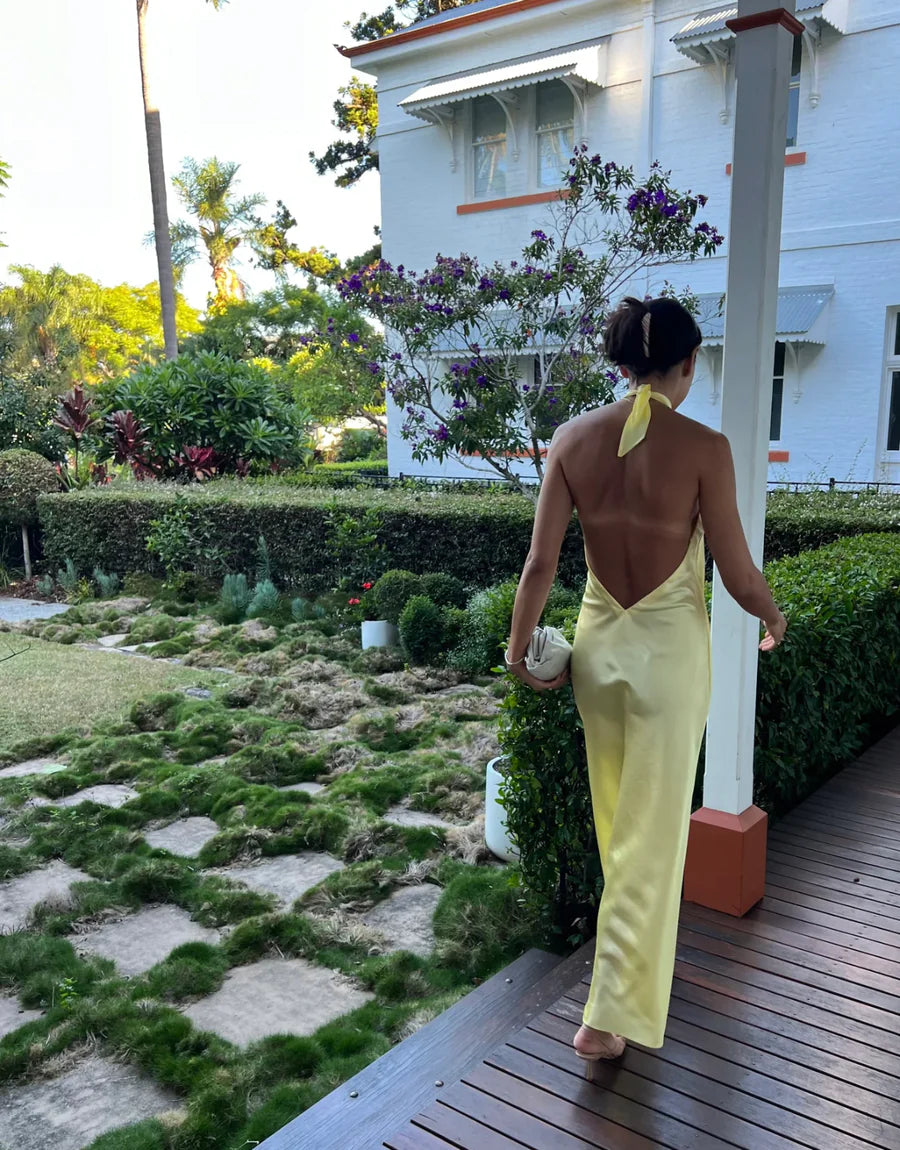 YLD Lemon Crossover Maxi - Dress Hire NZ