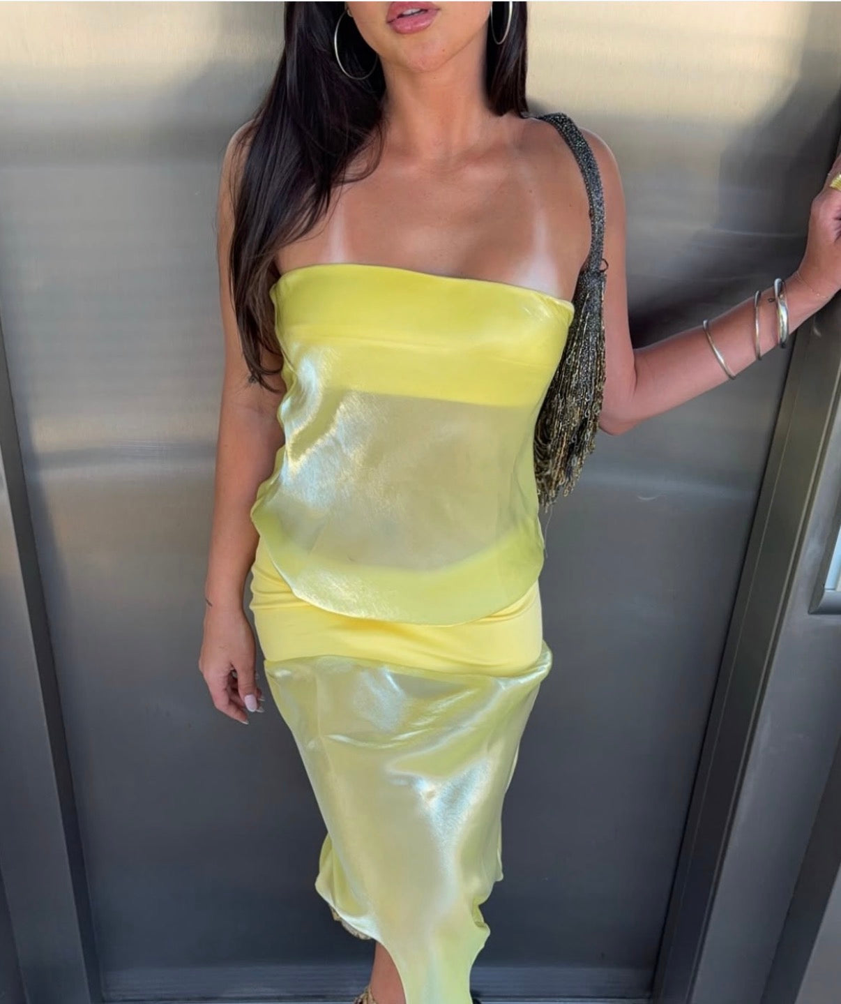 Mode Mischief Melt Panel Dress in Limoncello