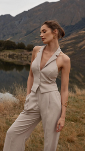 Kookai Oyster Vest Top & Kookai Ariel Pleated Pants - Charcoal - Dress Hire NZ