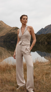 Kookai Oyster Vest Top & Kookai Ariel Pleated Pants - Charcoal - Dress Hire NZ