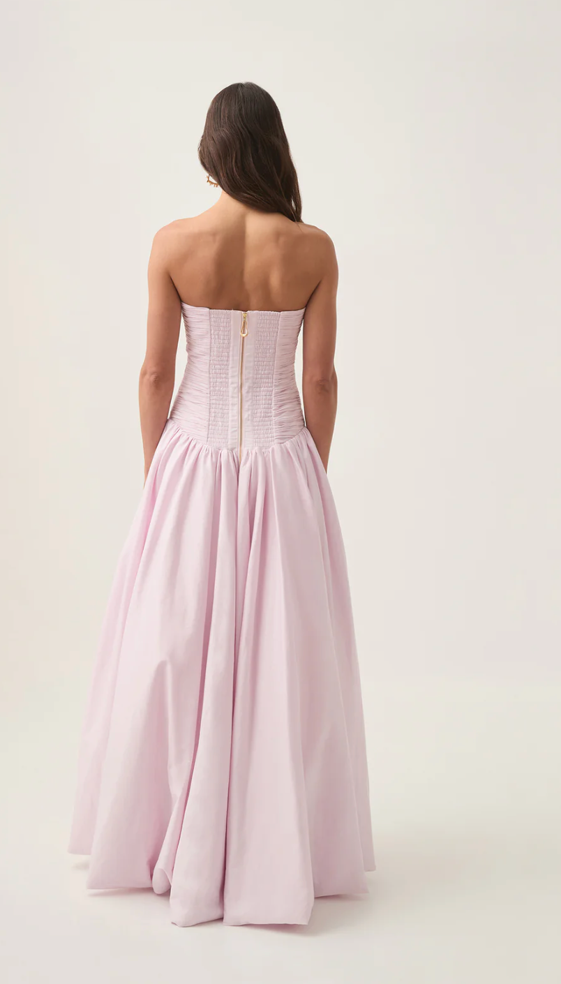 Aje Violette Bubble Hem Maxi - Pastel Pink - Dress Hire NZ