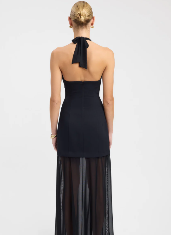 Kookai Black Oyster Mesh Maxi Dress