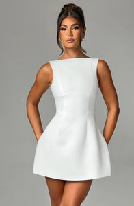 Alana Mini Dress - Ivory - Dress Hire NZ