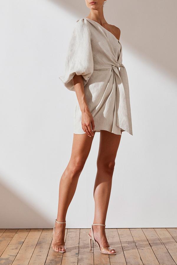 Shona Joy St Martin Linen One Shoulder Dress - Dress Hire NZ