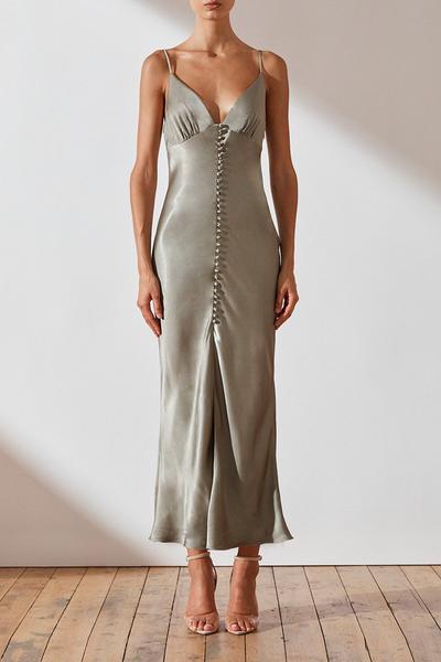 Shona Joy La Lune Bias Slip Midi - Sage - Dress Hire NZ
