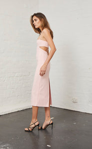 Bec & Bridge Elle Cut Out Midi Dress - Blush - Dress Hire NZ
