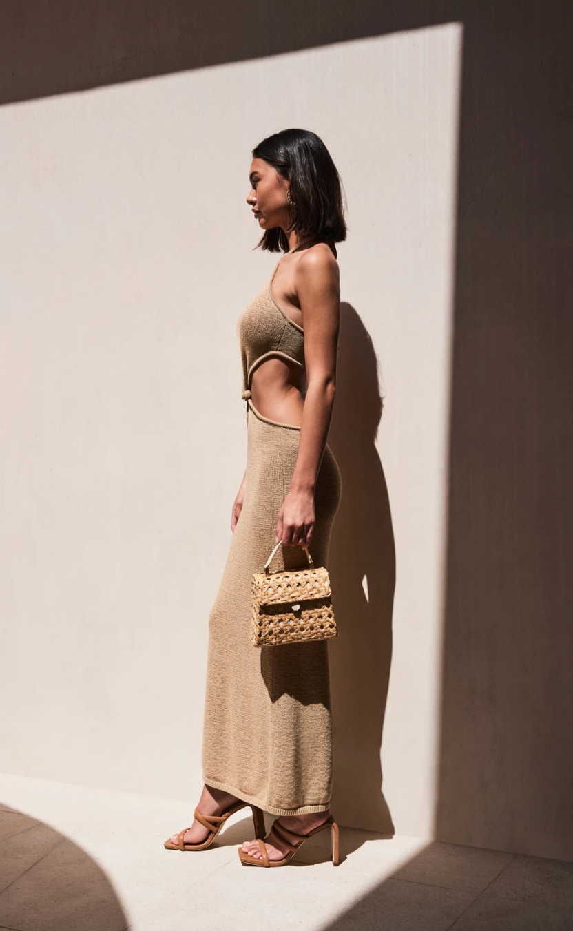 Cameron Knit Dress - Sand - Dress Hire NZ