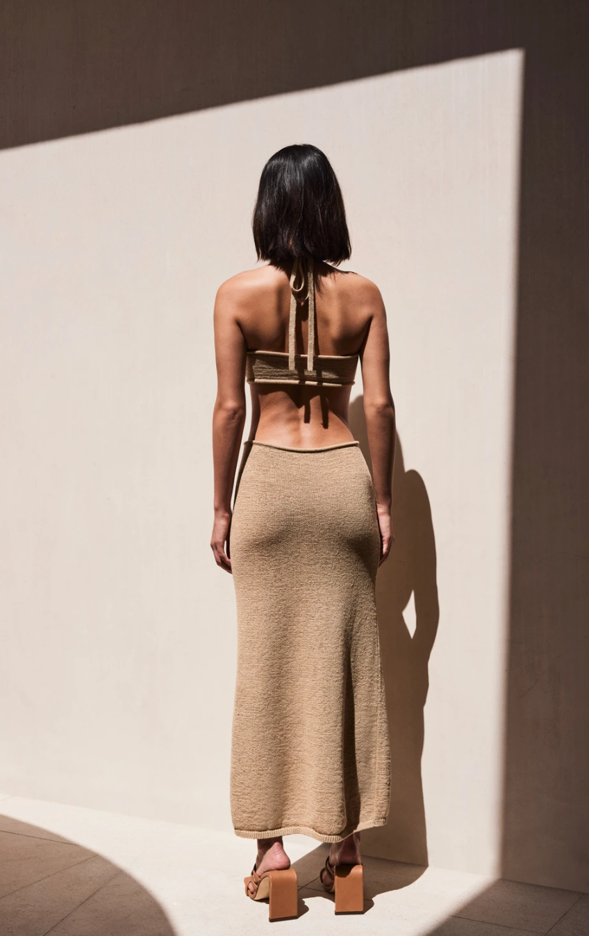 Cameron Knit Dress - Sand - Dress Hire NZ