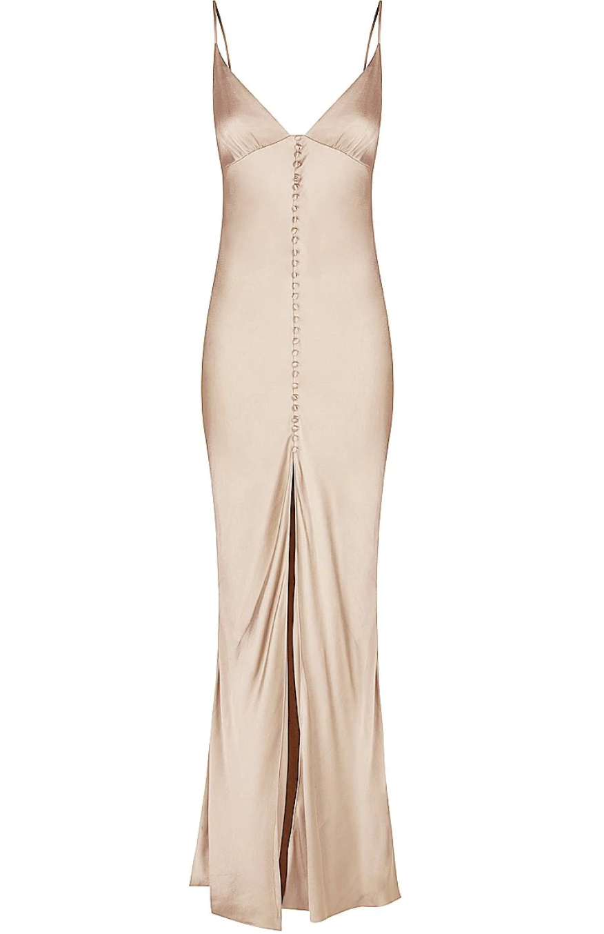 slim fit dress slacks Shona Joy La Lune Bias Slip in Gold