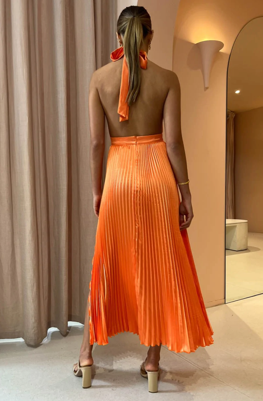 LIDEE Renaissance Split Gown - Tangelo - Dress Hire NZ