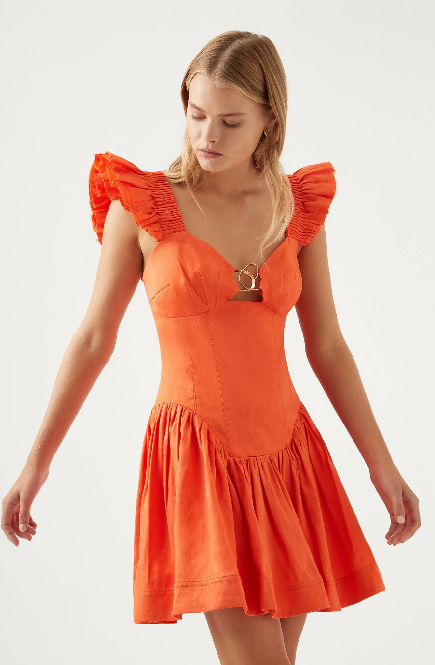 Aje Simone Frill Sleeve Mini - Dress Hire NZ