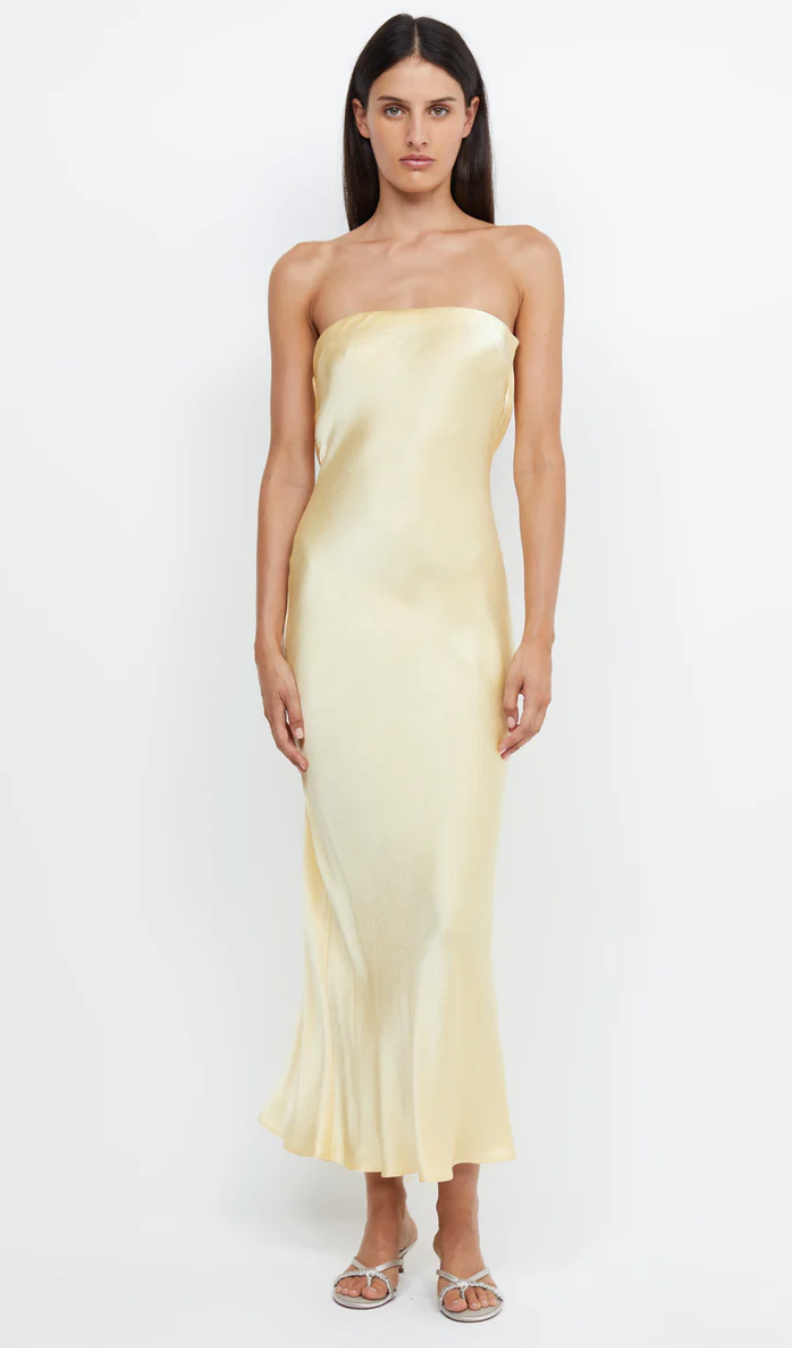Bec & Bridge Moon Dance Strapless Dress - Ice Yellow - Dress Hire NZ