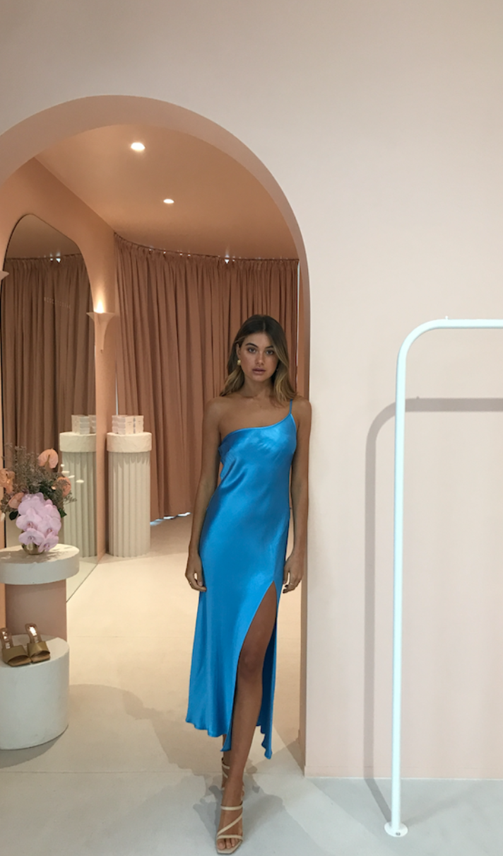 Bec & Bridge Frederic Asym Midi - Azure - Dress Hire NZ