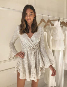 Shona Joy Aimee Frill Cuff Drawstring Mini Dress - Dress Hire NZ